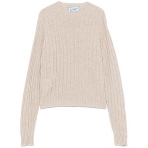 PRADA Women's Ribbed Knit Crew Neck Sweater Women NUDE & NEUTRALS Sweaters &